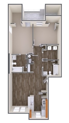 Floor plan for 2 beds, 2 baths, 1025 sqft